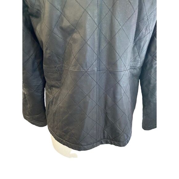 Vintage Dialogue QVC Style Diamond Stitch Black Leather Jacket Women’s M - Picture 8 of 15
